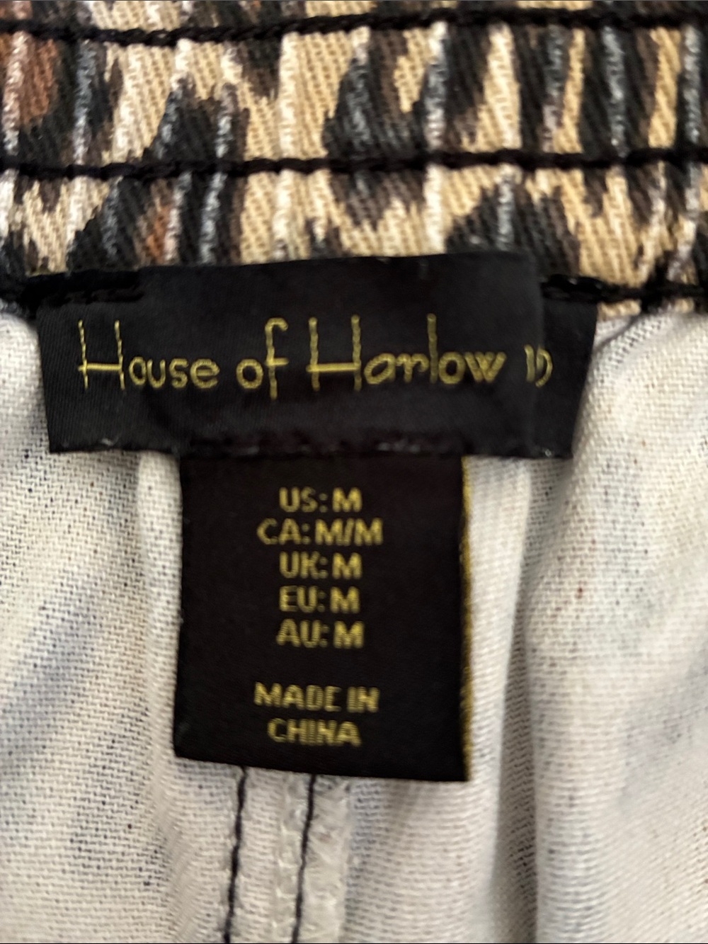 House of Harlow Leopard Jeans women's M tan/black, wide leg Hi-Waist Pleats EUC - Picture 9 of 17